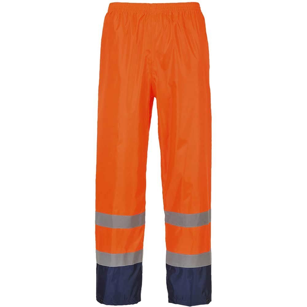 Classic Hi Vis Contrast Rain Trousers Orange / Navy M - Image 1