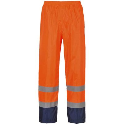 Classic Hi Vis Contrast Rain Trousers Orange / Navy M