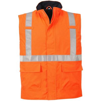 BizFlame Hi Vis Flame Resistant Rain Bodywarmer Orange L