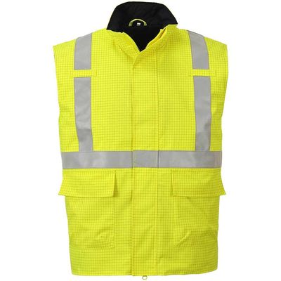 BizFlame Hi Vis Flame Resistant Rain Bodywarmer Yellow L