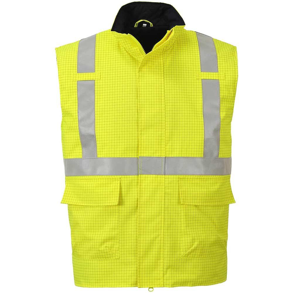 BizFlame Hi Vis Flame Resistant Rain Bodywarmer Yellow M - Image 1