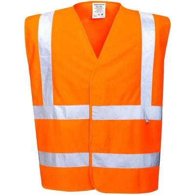BizFlame Hi Vis Flame Resistant Anti Static Vest Orange L / XL