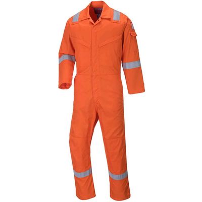 BizFlame Mens Aberdeen Flame Resistant Coverall Orange 50" 32"