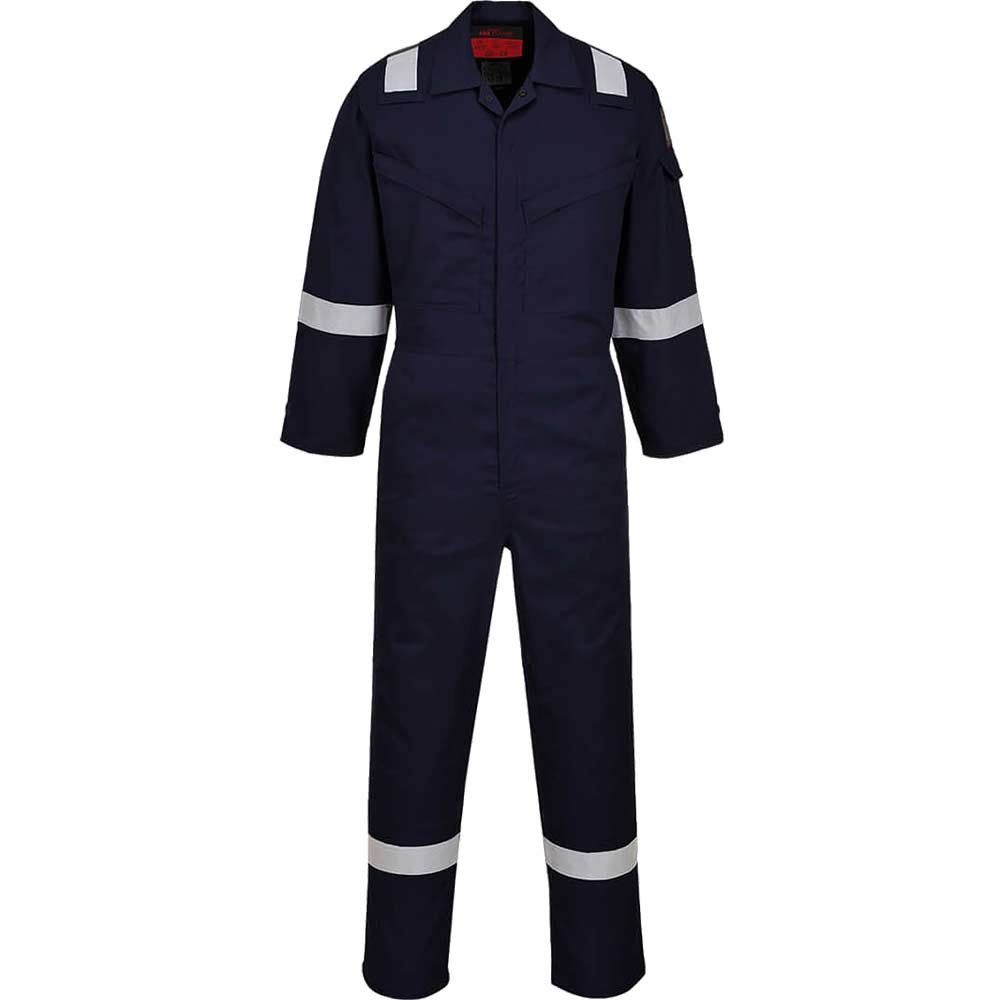 Araflame Silver Flame Resistant Coveralls Navy Blue 50" 31" - Image 1