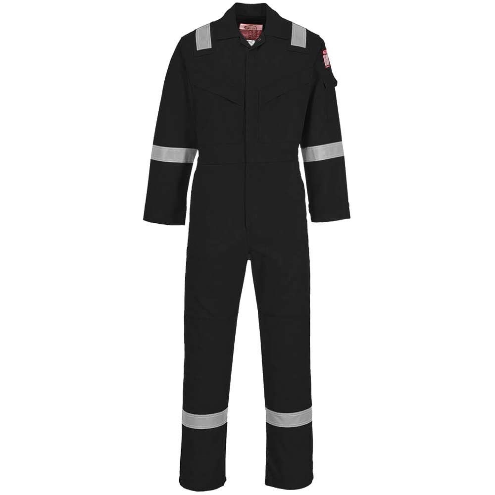 BizFlame Mens Flame Resistant Super Lightweight Antistatic Coverall Black M 32" - Image 1