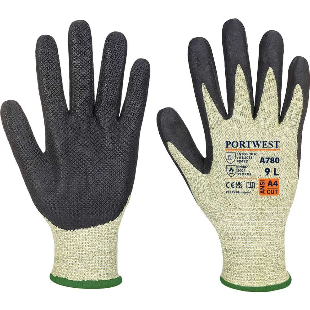 Portwest Arc Grip Flame Resistant Gloves Green / Black XL Pack of 1 - Image 1