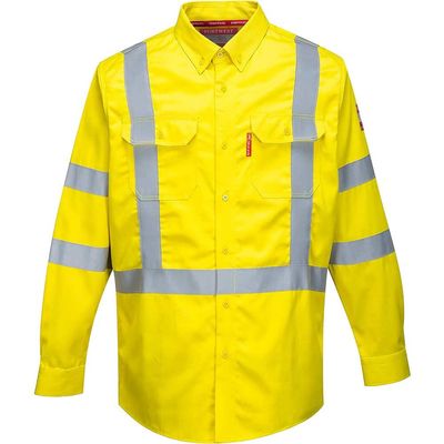 BizFlame Mens 88/12 Flame Resistant Hi Vis Shirt Yellow 2XL