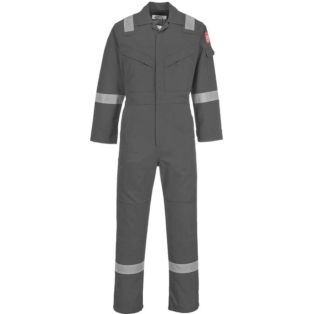 BizFlame Mens Aberdeen Flame Resistant Antistatic Coverall Grey 3XL 32" - Image 1