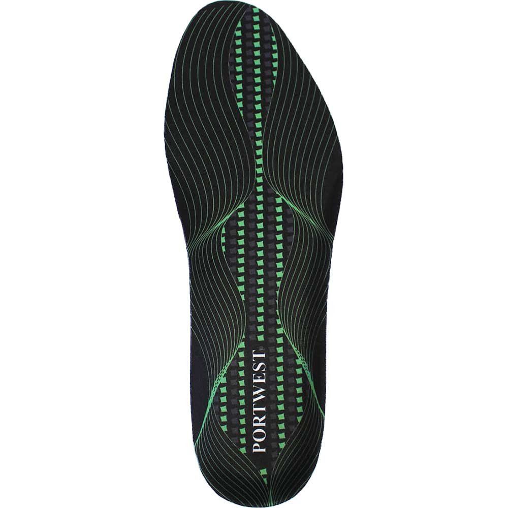 Portwest Arch Support Gel Cushion Insoles Black / Green M - Image 1