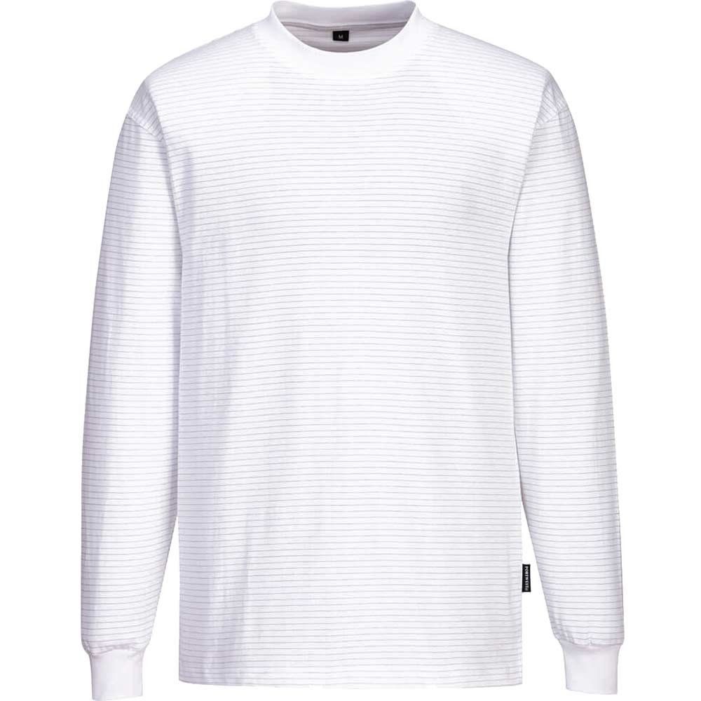 Portwest Anti Static ESD Long Sleeve T Shirt White M - Image 1