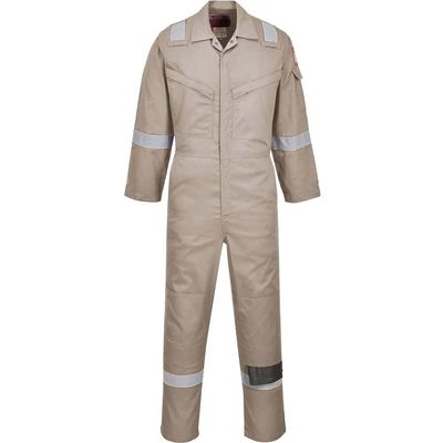 BizFlame Mens Flame Resistant Super Lightweight Antistatic Coverall Khaki XS 31"