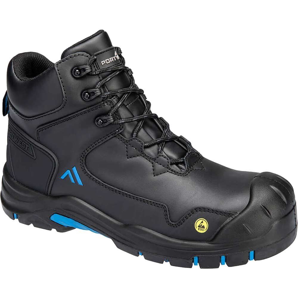 Portwest Apex Composite Mid ESD Safety Boots Black / Blue Size 5 - Image 1