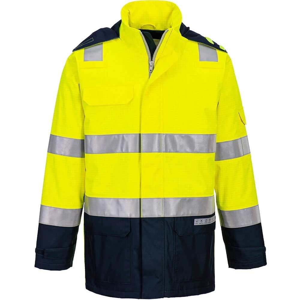 Bizflame Rain Hi Vis Waterproof Light Arc Jacket Yellow / Navy XL - Image 1