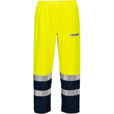Bizflame Rain Hi Vis Waterproof Light Arc Trousers Yellow / Navy 2XL