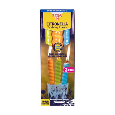3 Citronella Flared Candles - Multi