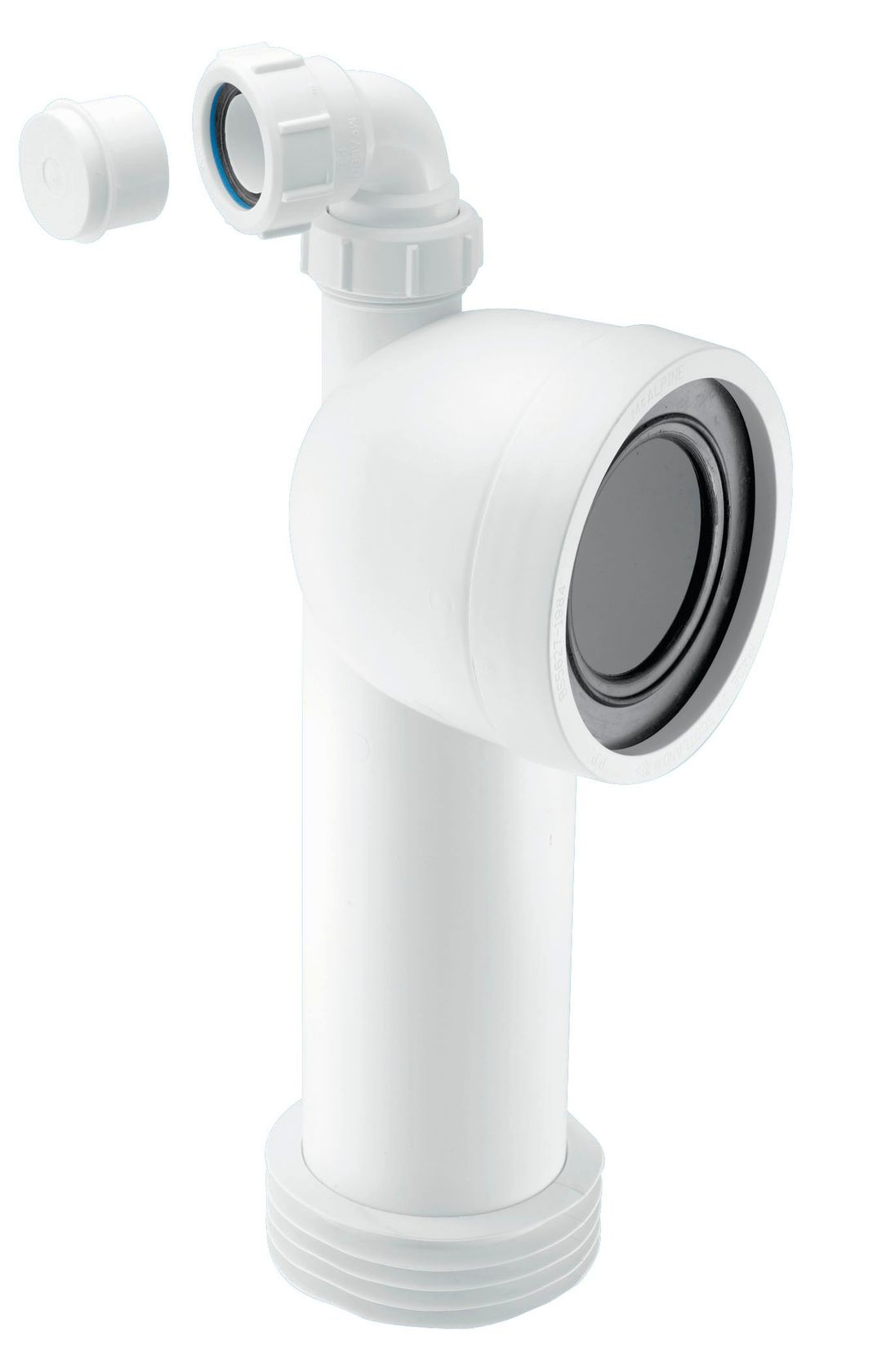 McAlpine WC-CON8V 90 Degree Bend Adjustable Length Rigid WC Connector with Vent Boss 4in x 110mm - Image 1
