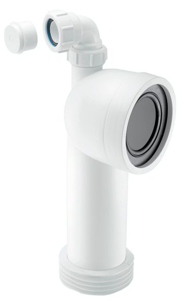 McAlpine WC-CON8V 90 Degree Bend Adjustable Length Rigid WC Connector with Vent Boss 4in x 110mm