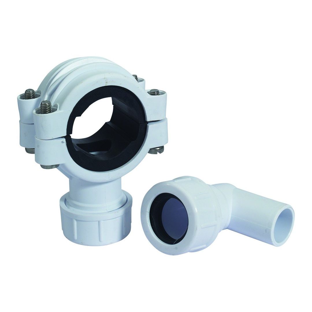 McAlpine CLAMP1WH White Pipe Clamp Connector - Image 1