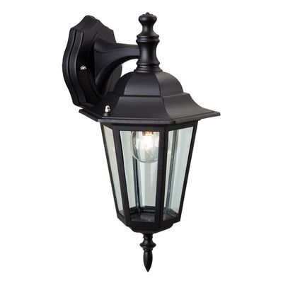 Firstlight Downlight 6-Panel Outdoor Wall Lantern Clear in Black