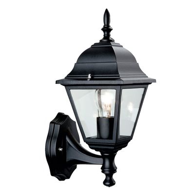 Firstlight Uplight 4-Panel Outdoor Wall Lantern Clear in Black