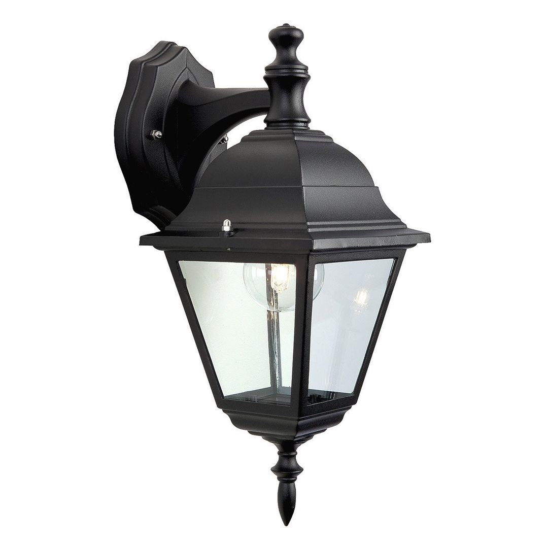 Firstlight Downlight 4-Panel Outdoor Wall Lantern Clear in Black - Image 1
