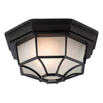 Firstlight Lantern 6-Panel Outdoor Ceiling Light Opal in Black