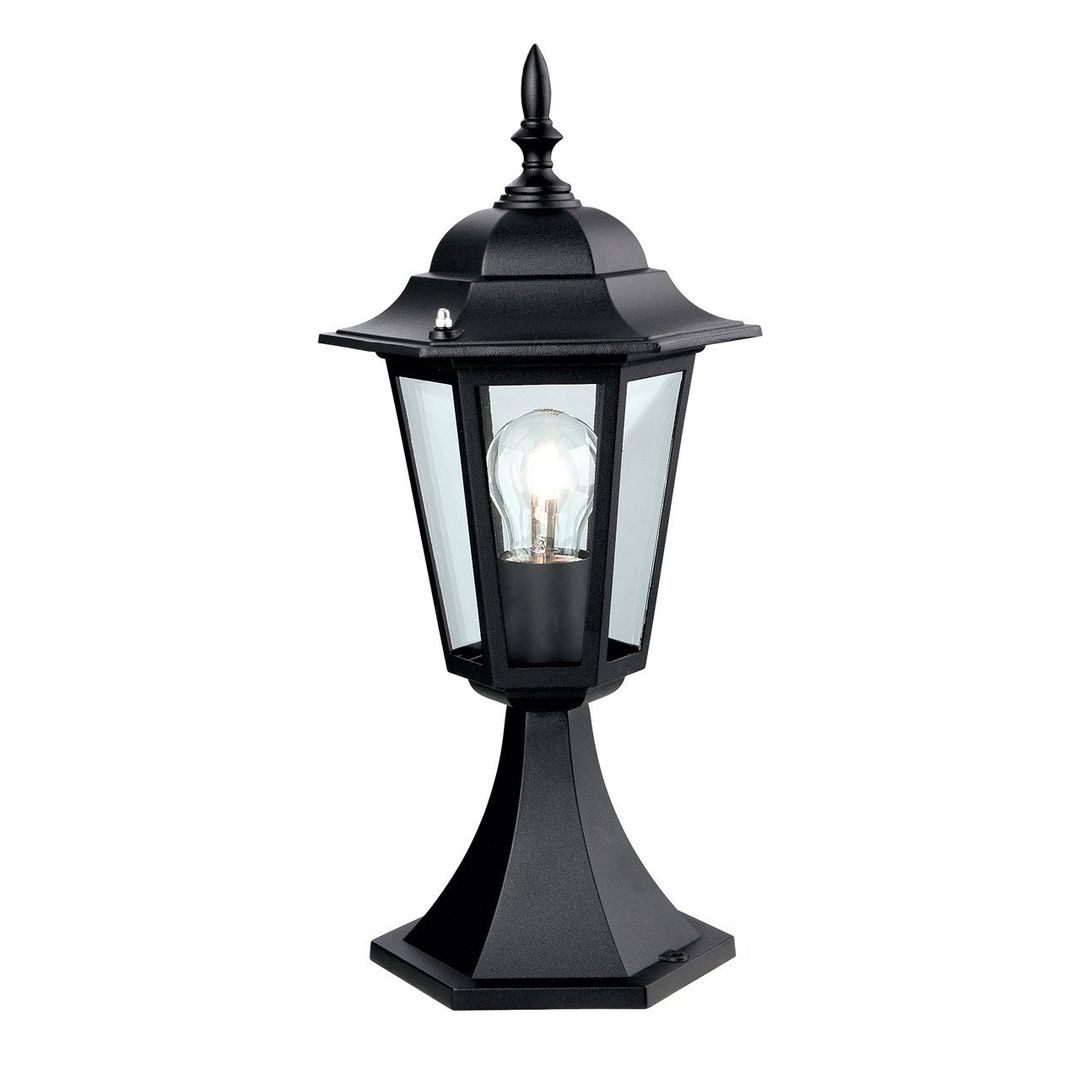Firstlight Pillar 6-Panel Outdoor Post Light Clear in Black - Image 1