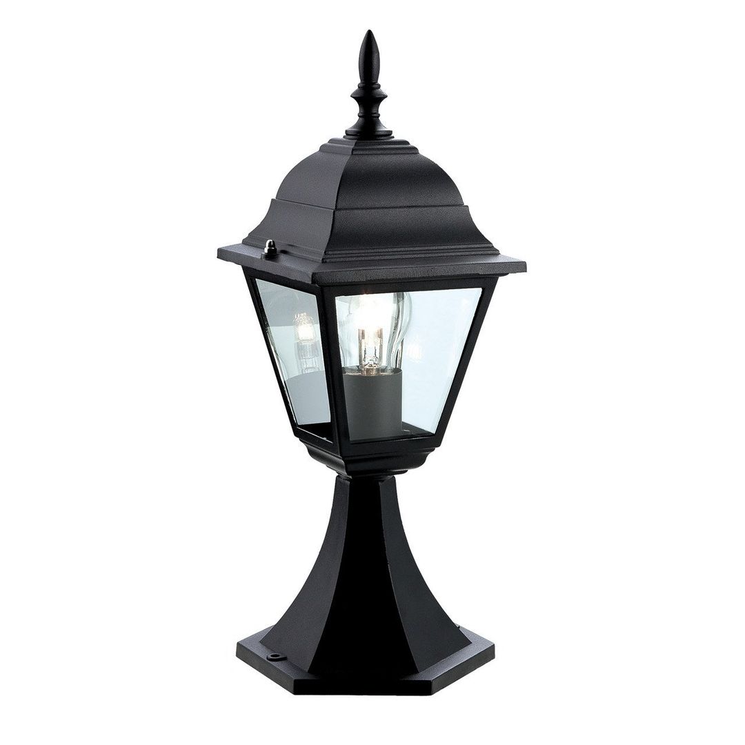 Firstlight Pillar 4-Panel Outdoor Post Light Clear in Black - Image 1