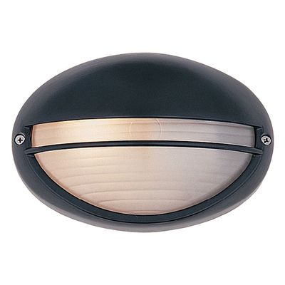 Firstlight Streamline 140mm Outdoor Wall Bulkhead Eyelid Opal in Black