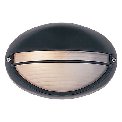 Firstlight Streamline 200mm Outdoor Wall Bulkhead Eyelid Opal in Black