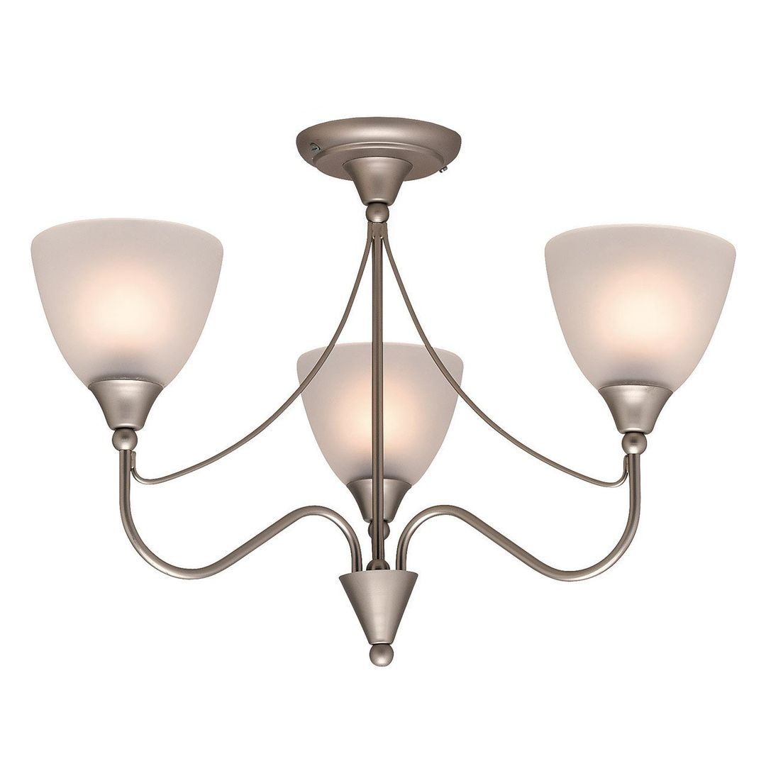 Firstlight Santana 3-Light Flush Ceiling Light Opal in Satin Steel - Image 1