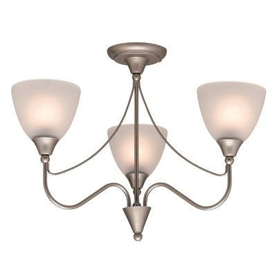 Firstlight Santana 3-Light Flush Ceiling Light Opal in Satin Steel