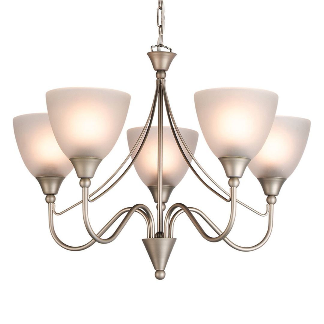 Firstlight Santana 5-Light Pendant Light Opal in Satin Steel - Image 1