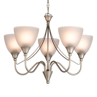 Firstlight Santana 5-Light Pendant Light Opal in Satin Steel