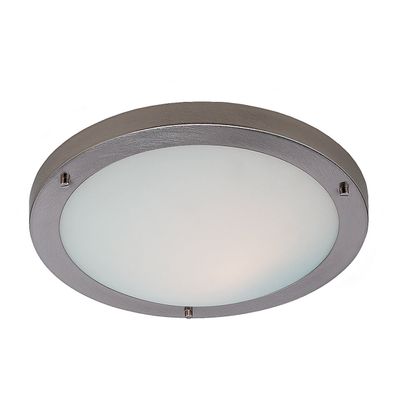 Firstlight Rondo 31cm Flush Ceiling Light Opal in Brushed Steel