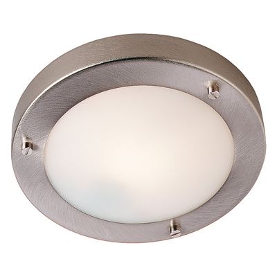 Firstlight Rondo 18cm Flush Ceiling Light Opal in Brushed Steel