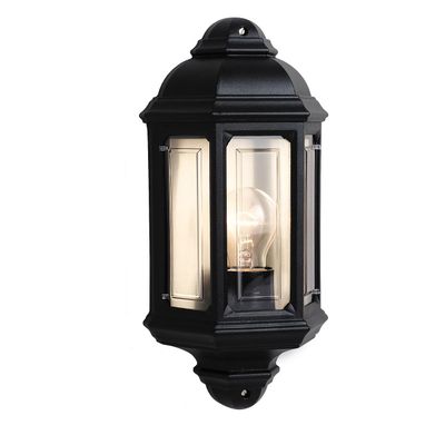 Firstlight Villa Outdoor Wall Half Lantern Clear in Black