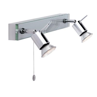 Firstlight Aqua 2-Light Wall Wall Spotlight with On/Off Pull Cord in Aluminium