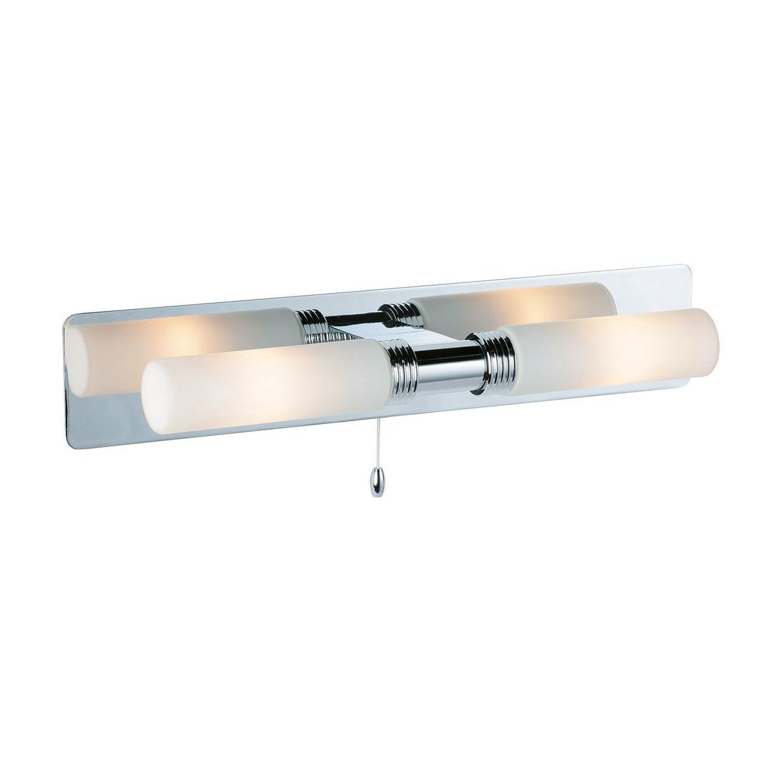 Firstlight Spa 2-Light Wall Wall Light with On/Off Pull Cord Opal in Chrome - Image 1