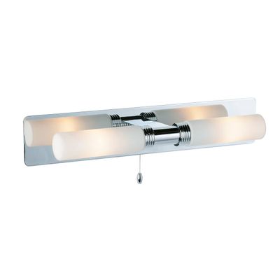 Firstlight Spa 2-Light Wall Wall Light with On/Off Pull Cord Opal in Chrome