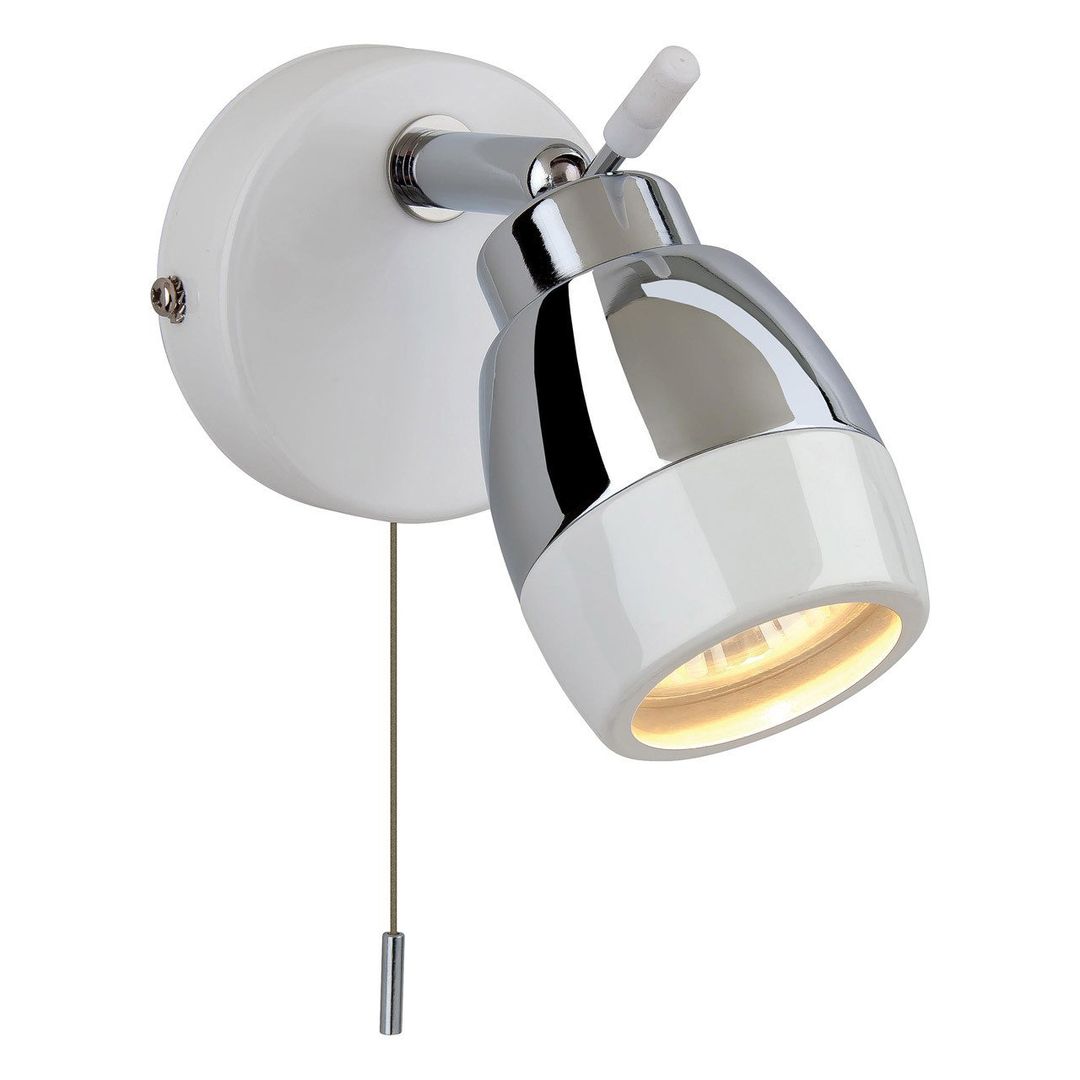 Firstlight Marine Wall Wall Spotlight with On/Off Pull Cord in Chrome and White - Image 1