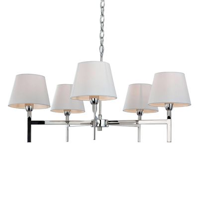 Firstlight Transition 5-Light Pendant Light in Cream and Polished Steel