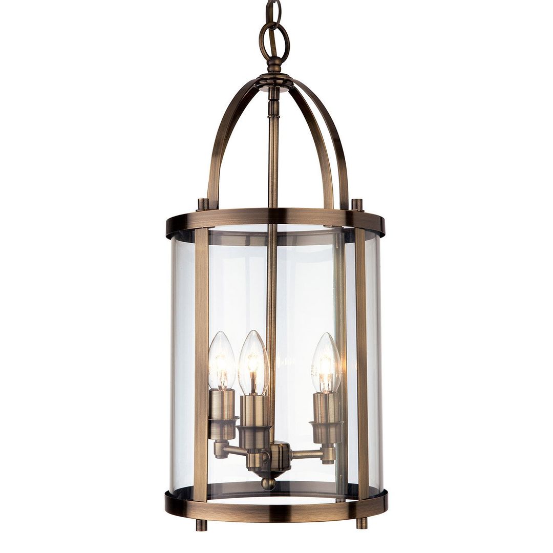Firstlight Imperial 3-Light Pendant Light Clear in Antique Brass - Image 1