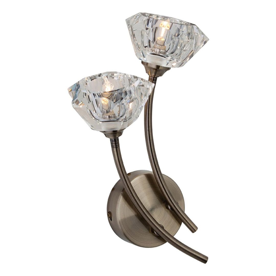 Firstlight Clara Contemporary Style 2-Light Wall Light in Antique Brass and Clear Glass - Image 1