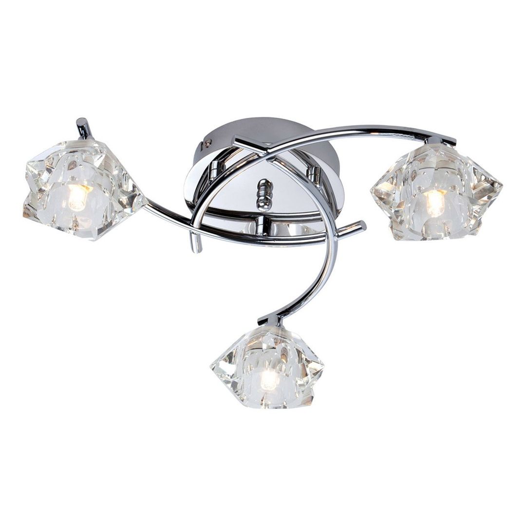 Firstlight Clara Contemporary Style 3-Light Flush Ceiling Light in Chrome and Clear Glass - Image 1