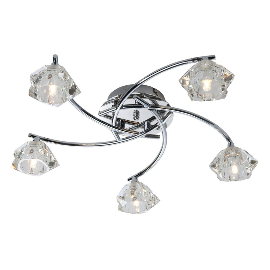 Firstlight Clara 5-Light Flush Ceiling Light Clear in Chrome - Image 1