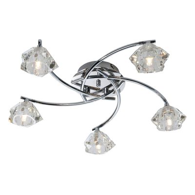 Firstlight Clara 5-Light Flush Ceiling Light Clear in Chrome