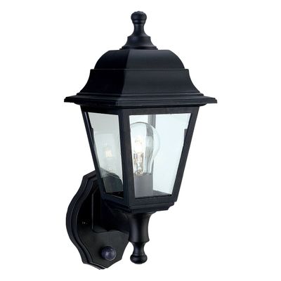 Firstlight Oslo Uplight Outdoor Wall Lantern PIR Sensor Clear in Black