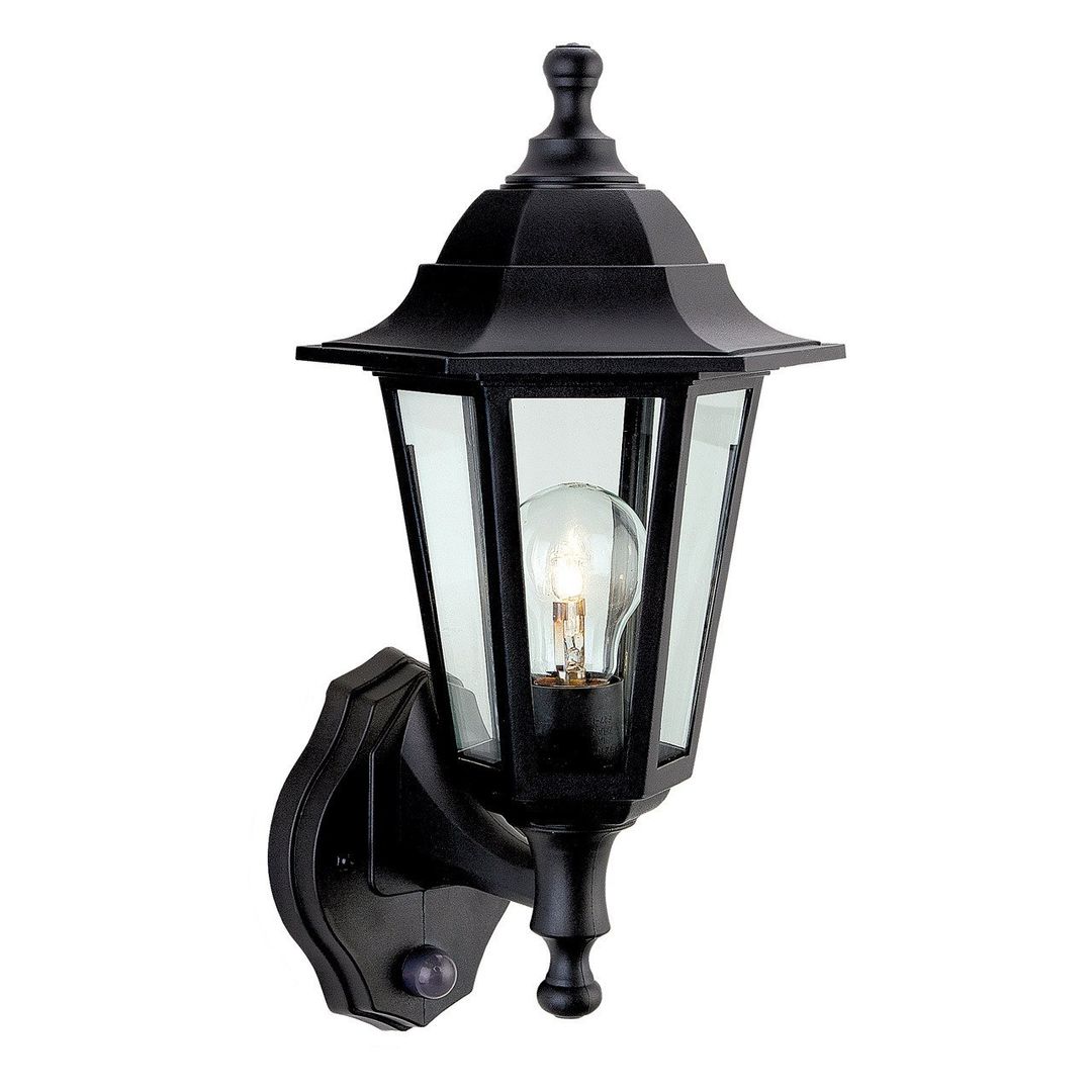 Firstlight Malmo Uplight Outdoor Wall Lantern PIR Sensor Clear in Black - Image 1