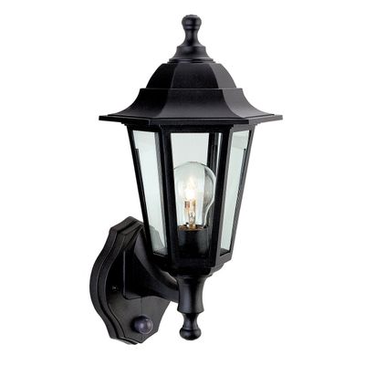 Firstlight Malmo Uplight Outdoor Wall Lantern PIR Sensor Clear in Black